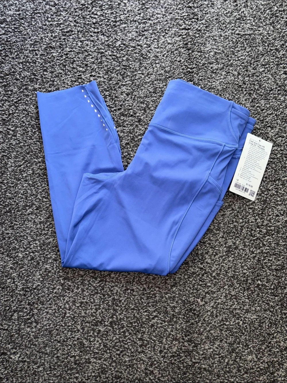 Lululemon Fast And Free HR Crop 23” Leggings Pockets Wild IndigoWLIN Size 12 NWT